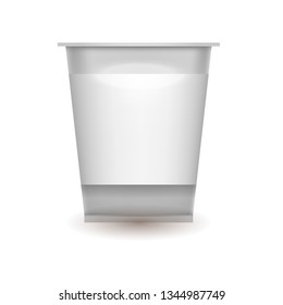 Сup of fruit yogurt. Realistic yogurt pattern.  Mock-up labels.