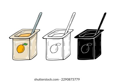 Obstjogurt, Vektorgrafik einzeln auf weißem Hintergrund