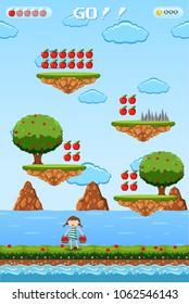 Ilustración de una plantilla de juego de selección de frutas
