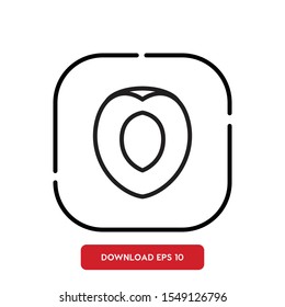 Fruite symbol, peach outline vector icon