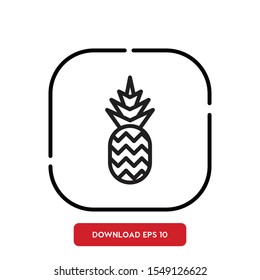 Fruite symbol, pineapple outline vector icon
