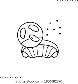 Fruiting bodies, mushroom and  spores vector icon in outline