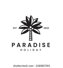 Fruiting Palm Tree Logo Vector Icon Illustration. Can Be Used For Travel, Spa, Tropical And Beauty Studio Services