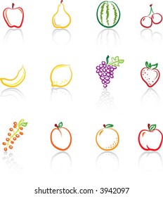 Fruits 1 Colored icons set