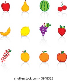 Fruits 1 Colored icons set