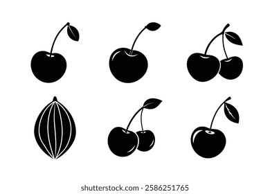 Fruits 6 set vector silhouette illustration