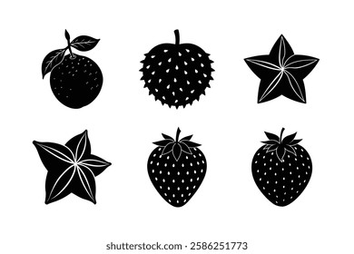 Fruits 6 set vector silhouette illustration