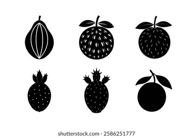 Fruits 6 set vector silhouette illustration