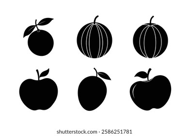 Fruits 6 set vector silhouette illustration