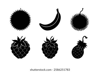 Fruits 6 set vector silhouette illustration