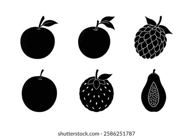 Fruits 6 set vector silhouette illustration