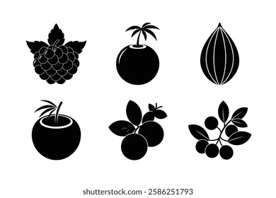 Fruits 6 set vector silhouette illustration
