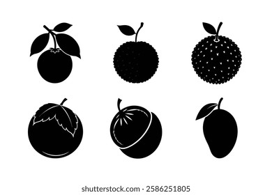 Fruits 6 set vector silhouette illustration