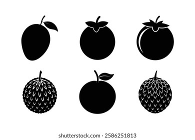 Fruits 6 set vector silhouette illustration