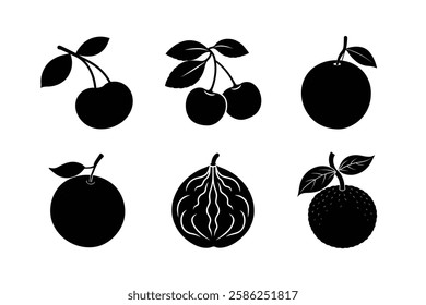 Fruits 6 set vector silhouette illustration