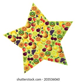 Fruits abstract composition, different fruits icon set, vector illustration.