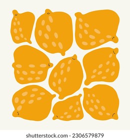 Fruits abstract elements. Food and healsy composition. Modern trendy Matisse minimal style. Fruits poster, invite. Vector arrangements for greeting card or invitation design