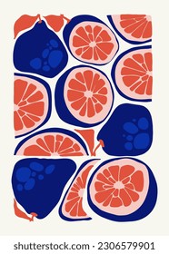 Früchte abstrakte Elemente. Nahrung und gesunde Zusammensetzung. Moderner Stil Matisse minimalistisch. Obstposter, einladen. Vektorgrafik-Arrangements für Grußkarten oder Einladungen