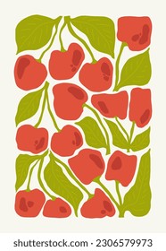 Fruits abstract elements. Food and healsy composition. Modern trendy Matisse minimal style. Fruits poster, invite. Vector arrangements for greeting card or invitation design