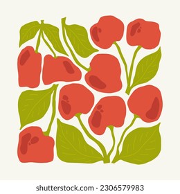 Elementos abstractos de frutas. Composición alimentaria y saludable. Moderna moda Matisse minimalista. Cartel de frutas, invitación. Disposiciones de vectores para el diseño de tarjetas de felicitación o invitaciones