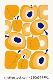 Fruits abstract elements. Food and healsy composition. Modern trendy Matisse minimal style. Fruits poster, invite. Vector arrangements for greeting card or invitation design