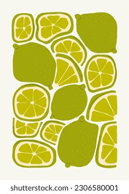 Fruits abstract elements. Food and healsy composition. Modern trendy Matisse minimal style. Fruits poster, invite. Vector arrangements for greeting card or invitation design