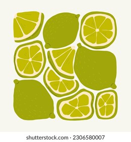 Fruits abstract elements. Food and healsy composition. Modern trendy Matisse minimal style. Fruits poster, invite. Vector arrangements for greeting card or invitation design