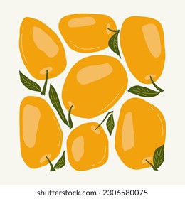 Fruits abstract elements. Food and healsy composition. Modern trendy Matisse minimal style. Fruits poster, invite. Vector arrangements for greeting card or invitation design