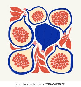 Fruits abstract elements. Food and healsy composition. Modern trendy Matisse minimal style. Fruits poster, invite. Vector arrangements for greeting card or invitation design