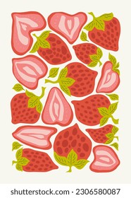 Fruits abstract elements. Food and healsy composition. Modern trendy Matisse minimal style. Fruits poster, invite. Vector arrangements for greeting card or invitation design