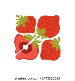 Fruits abstract elements. Food and healsy composition. Modern trendy Matisse minimal style. Fruits poster, invite. Vector arrangements for greeting card or invitation design