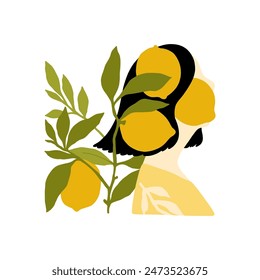 Fruits abstract elements. Food and healsy composition. Modern trendy Matisse minimal style. Fruits poster, invite. Vector arrangements for greeting card or invitation design