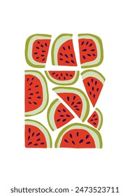 Fruits abstract elements. Food and healsy composition. Modern trendy Matisse minimal style. Fruits poster, invite. Vector arrangements for greeting card or invitation design