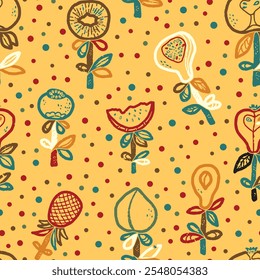 Frutas Textura abstrata estilizada padrão sem emenda rapport vetor