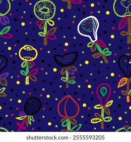 Fruits Abstract texture stylized seamless pattern rapport vector