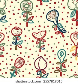 Fruits Abstract texture stylized seamless pattern rapport vector
