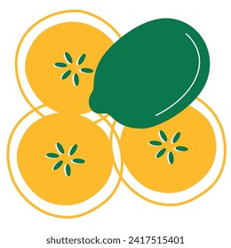 Vector abstracto de frutas. Cartel de caricatura de frutas exóticas de estilo plano. Se puede usar para el menú de restaurantes, portada, embalaje.