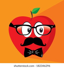 fruits apple cartoon design over orange background vector illustration    