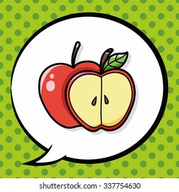 fruits apple doodle, speech bubble