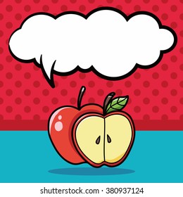 fruits apple doodle, speech bubble