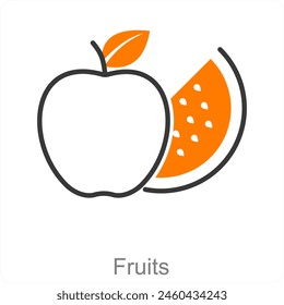 Ikonenkonzept für Obst und Apfel