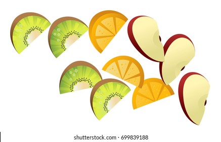 fruits apple orange and kiwi slices