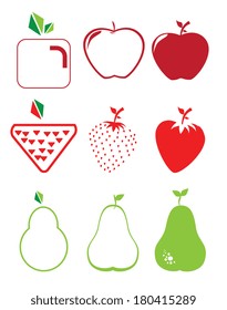 fruits apple & pear design over white background vector illustration