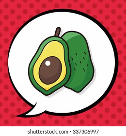 fruits Avocado doodle, speech bubble