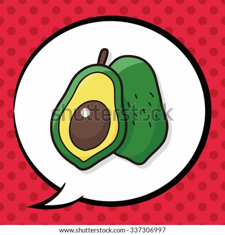 fruits Avocado doodle, speech bubble
