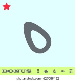 Fruits Avocado icon flat. Grey pictogram on blue background. Vector illustration symbol and bonus buttons medal, cow, earth, eye, calculator