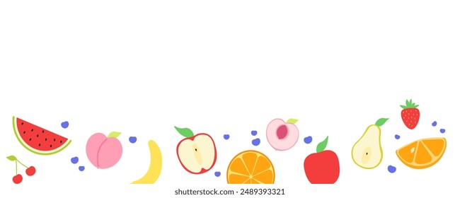 Anuncio de fondo de frutas. Estilo plano. Ilustración vectorial.