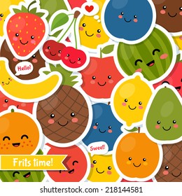 Fruits background. Colorful template for cooking, restaurant menu and vegetarian food 