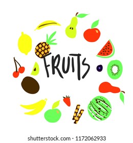 Fruits background. Digital illustration for your design. 