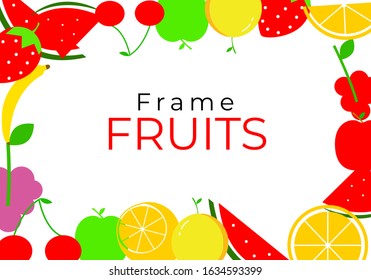 fruits background frame assorted colorful fruits vector image